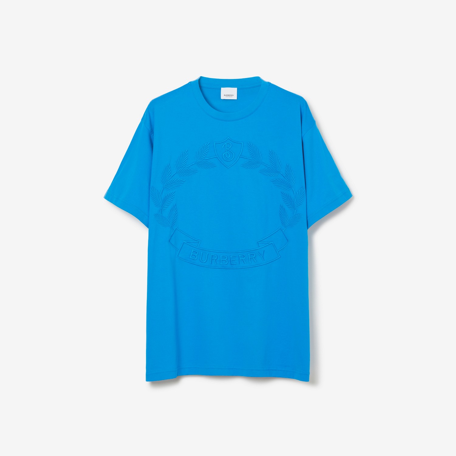 Baumwoll-T-Shirt in Oversize-Passform mit Eichenblatt-Emblem (Strahlendblau) - Damen | Burberry®