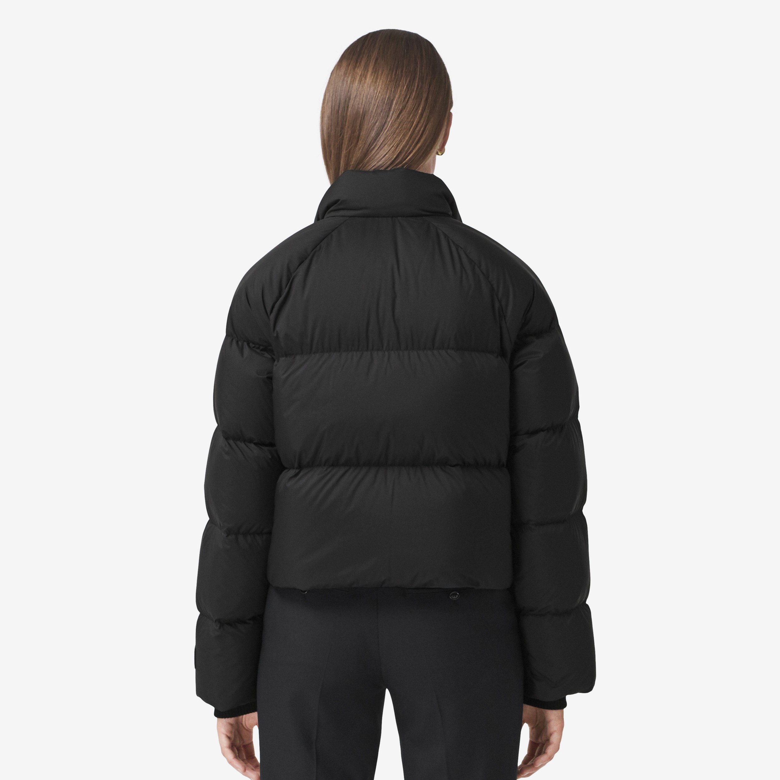 Logo Appliqué Cropped Puffer Jacket in Black - Women | Burberry® Official - 3