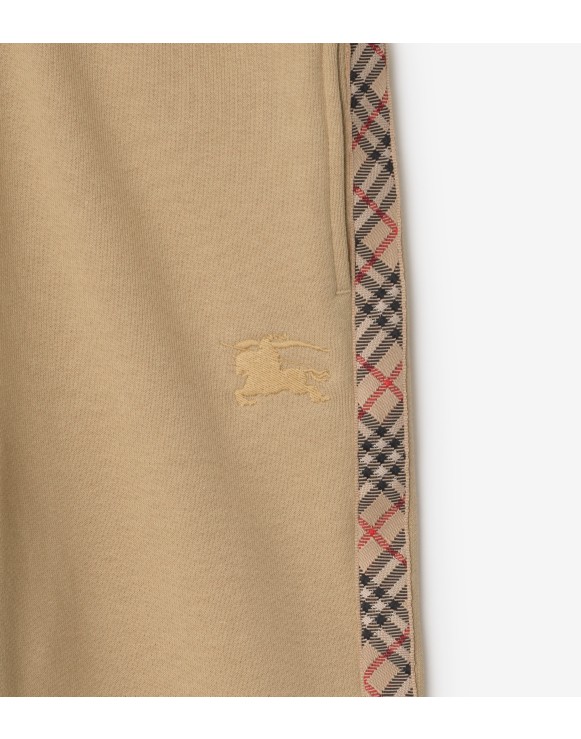 Check Trim Cotton Jogging Pants