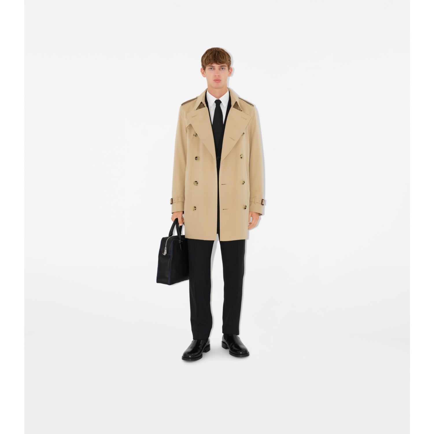 Short Kensington Heritage Trench Coat in Honey Men Cotton Gabardine Burberry Official