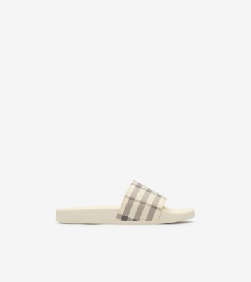 BURBERRY チェック柄 スライドサンダル Check Slides in Light beige - Women | Burberry® Official