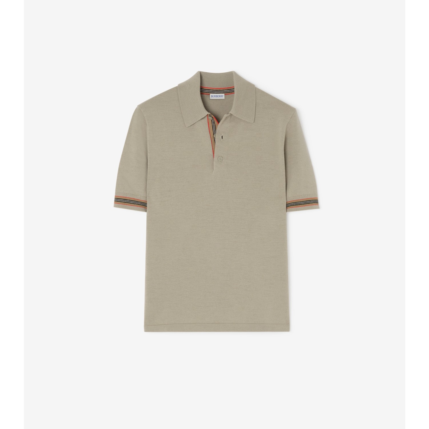 Icon Stripe Trim Wool Polo Shirt