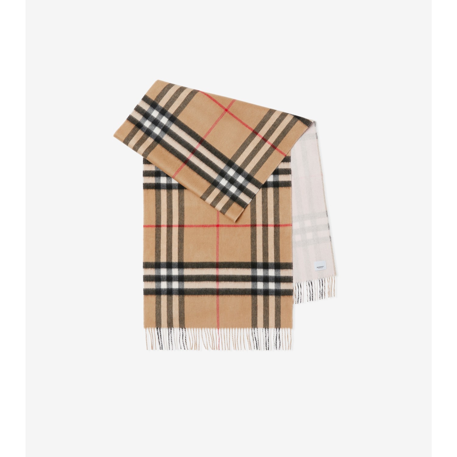 リバーシブル チェック カシミアスカーフ (フロストピンク), ピュアカシミア | Burberry®公式サイト