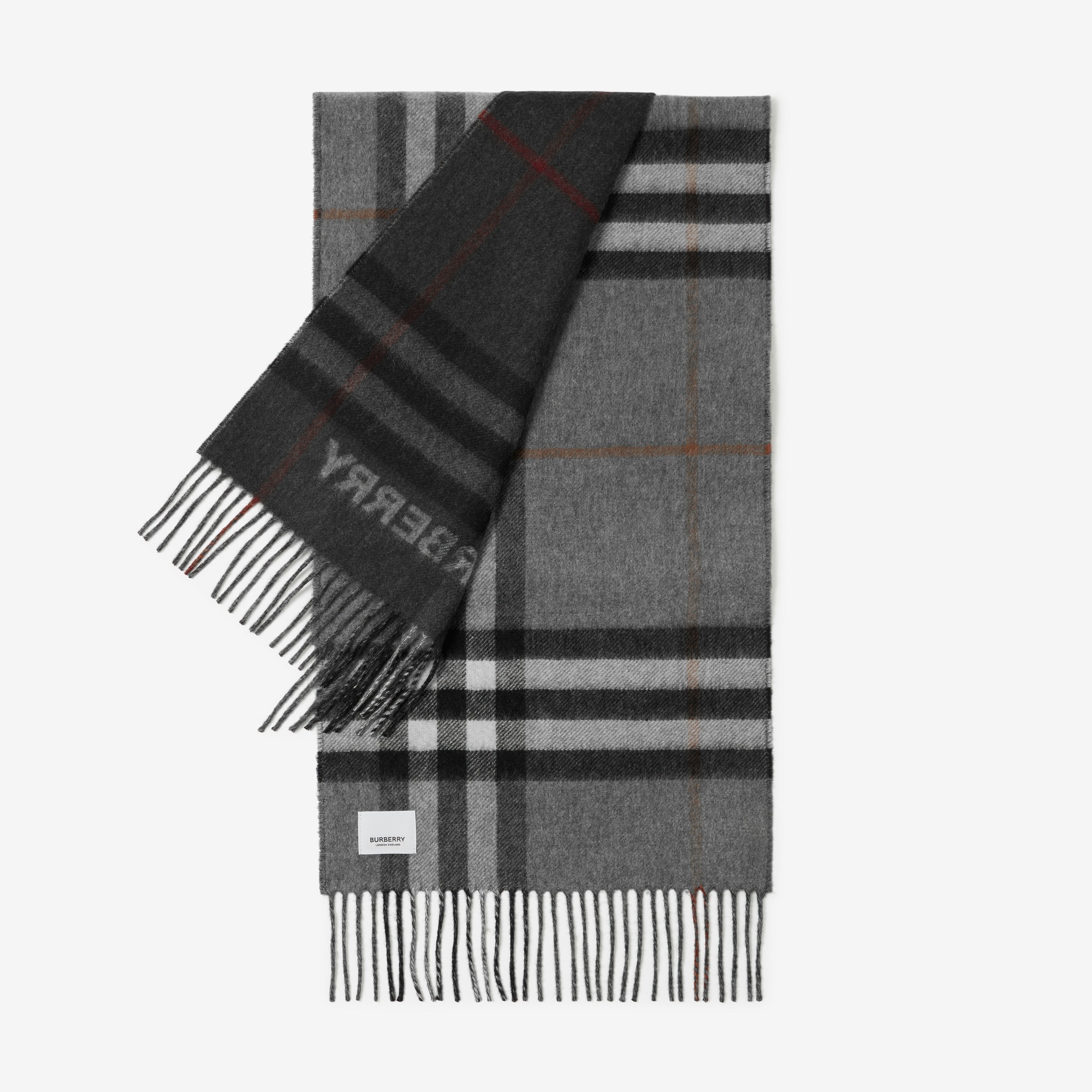 Contrast Check Cashmere Scarf in Grey/charcoal | Burberry® Official - 3