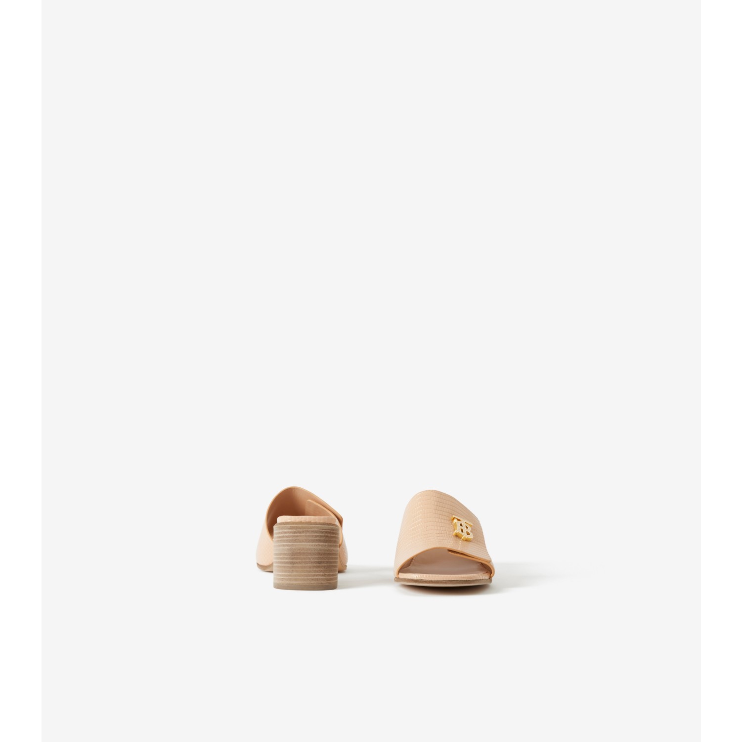 Monogram Motif Embossed Leather Mules in Pale Nude - Women | Burberry® Official