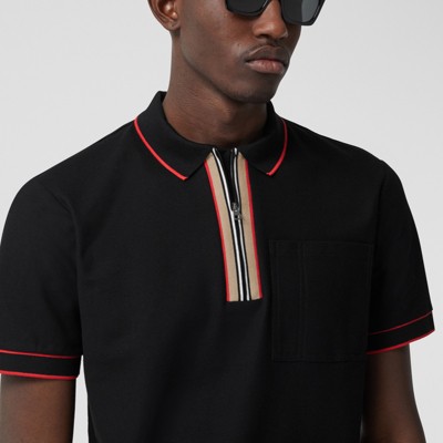 black zip up polo shirt