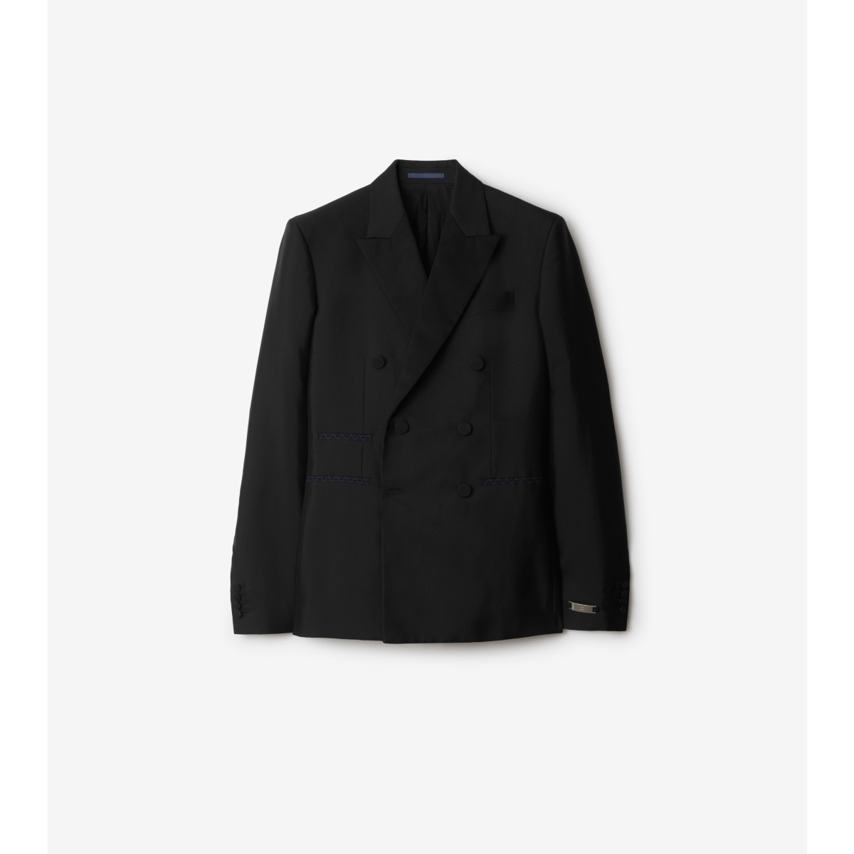 Burberry Wool Silk Tailored Jacket In Black