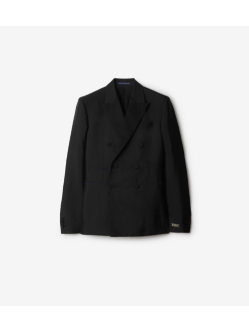 Shop Burberry Wool Silk Tailored Jacket In Black