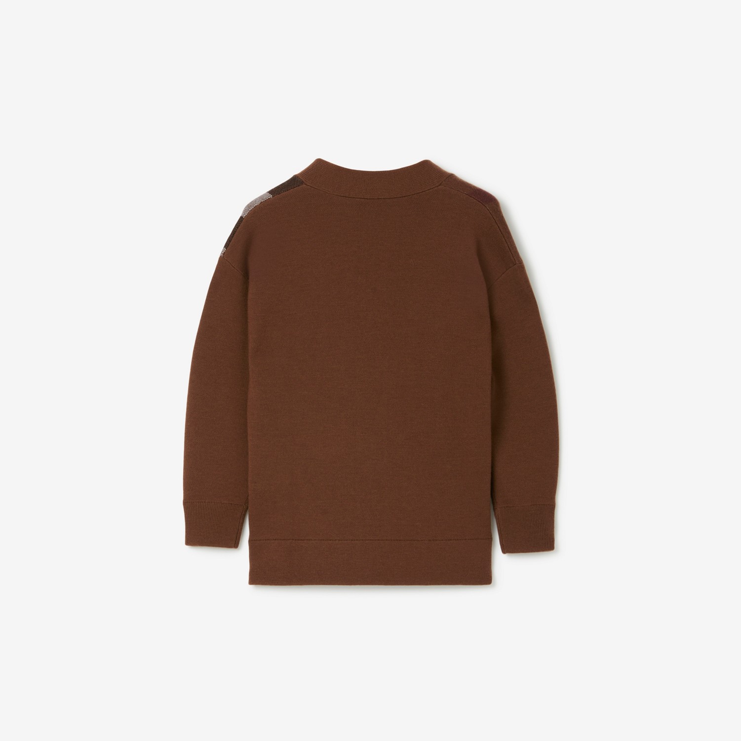 格纹羊毛开衫 (深桦木棕) | Burberry® 博柏利官网