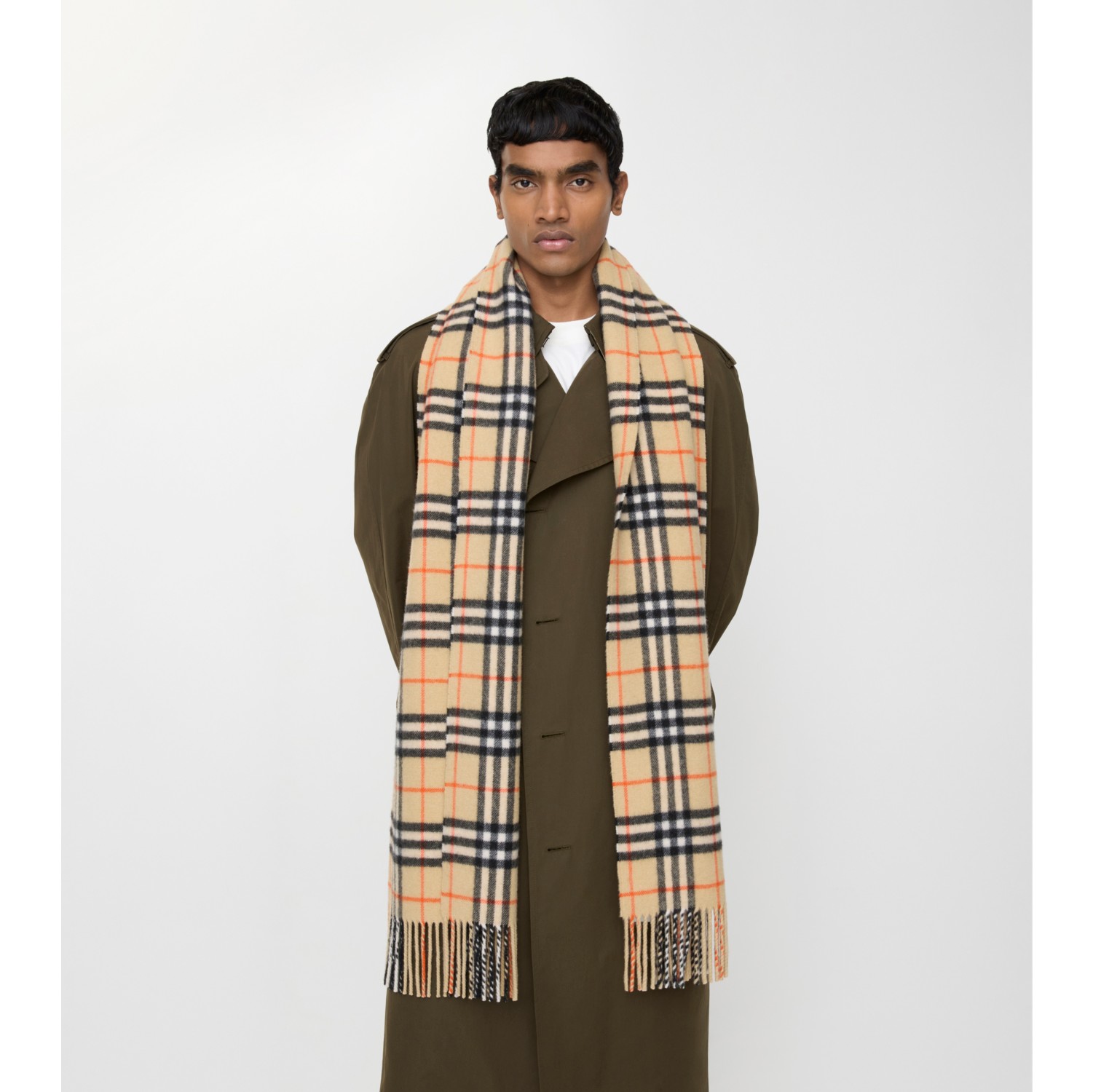 Check Cashmere Scarf in Sand | Burberry® Official