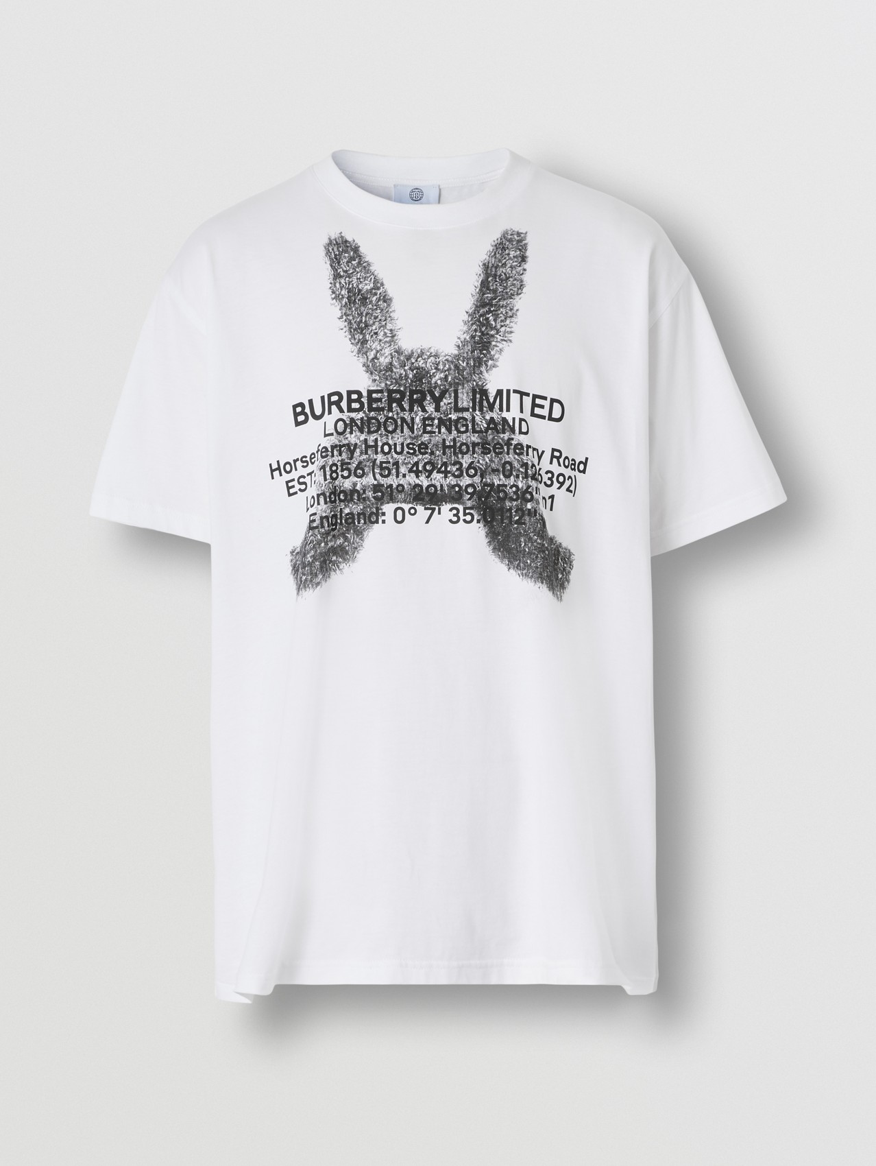 Oversize-Baumwoll-T-Shirt mit Druckmotiv (Weiß)