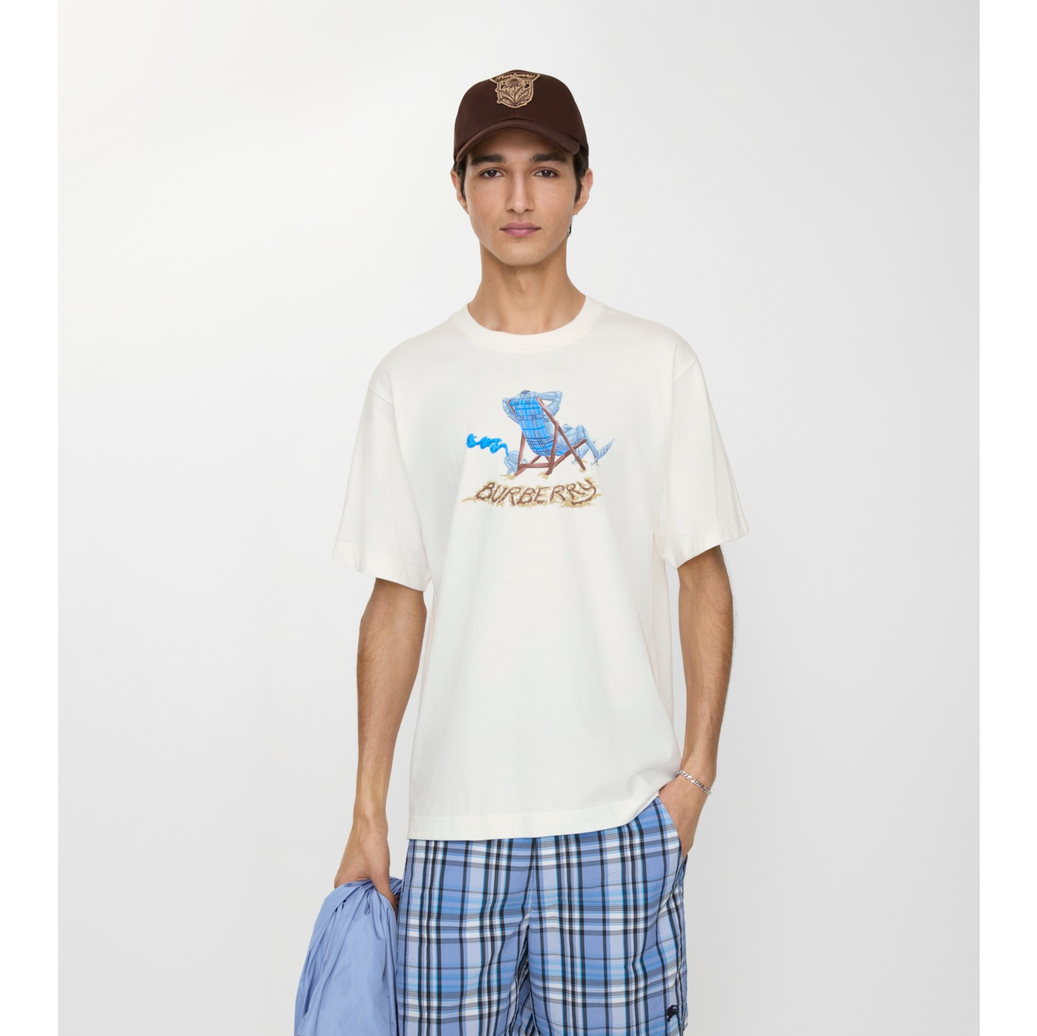 Beach Knight Cotton T-shirt in Chalk white - Men | Burberry® Official