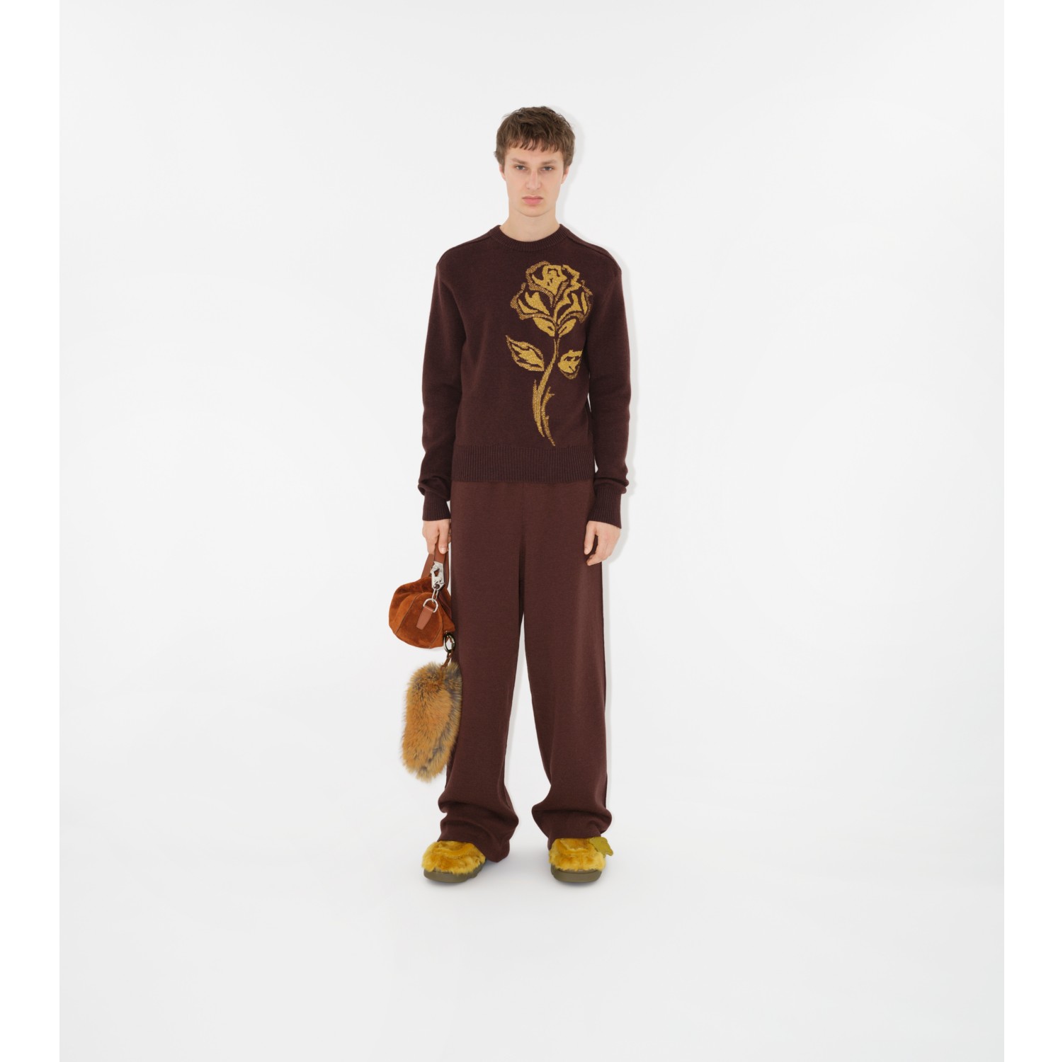 Rose Wool Blend Track Pants in Treacle - Men | Burberry® Official