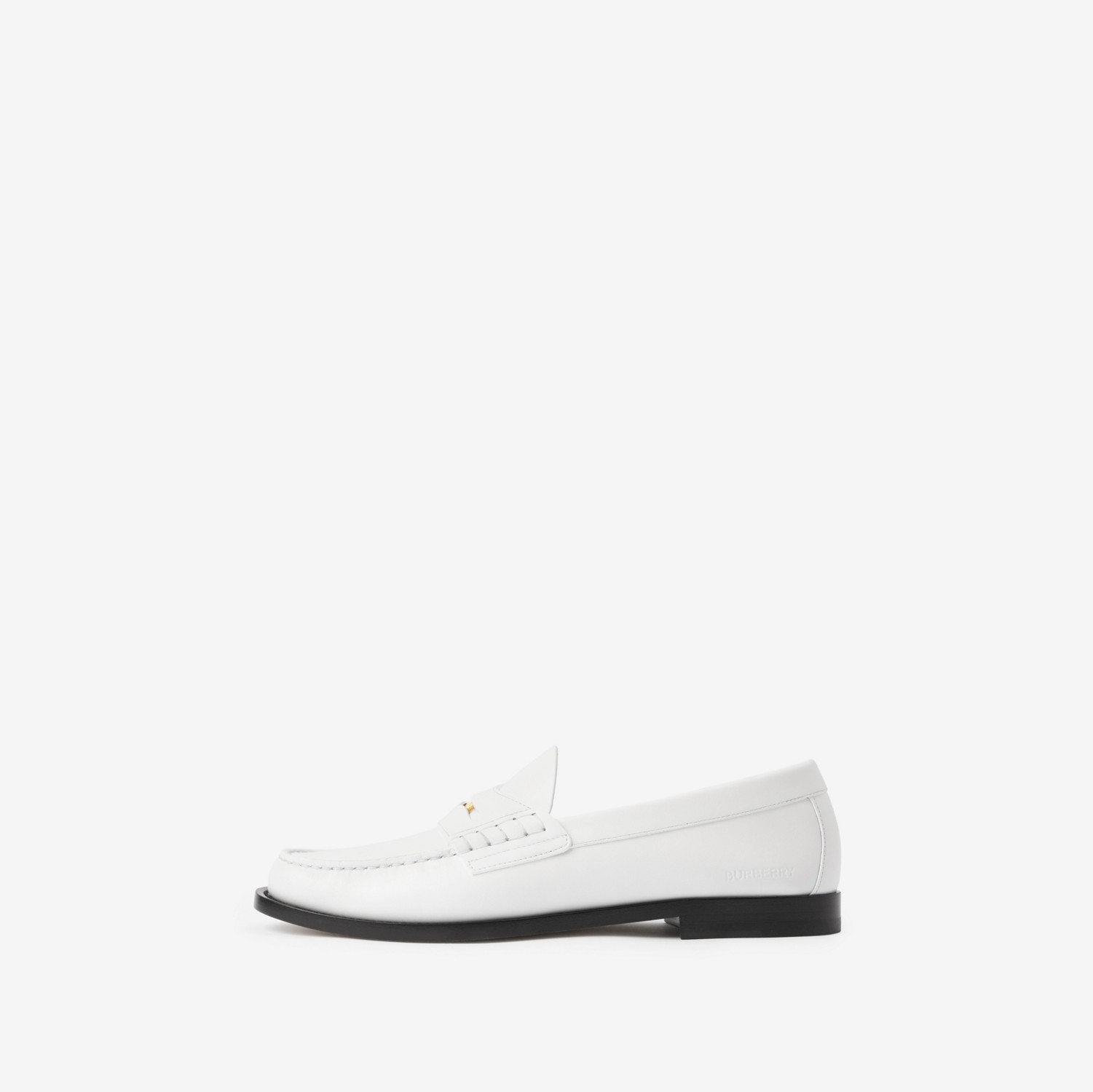 Coin Detail Leather Penny Loafers in Optic White - Women | Burberry® Official