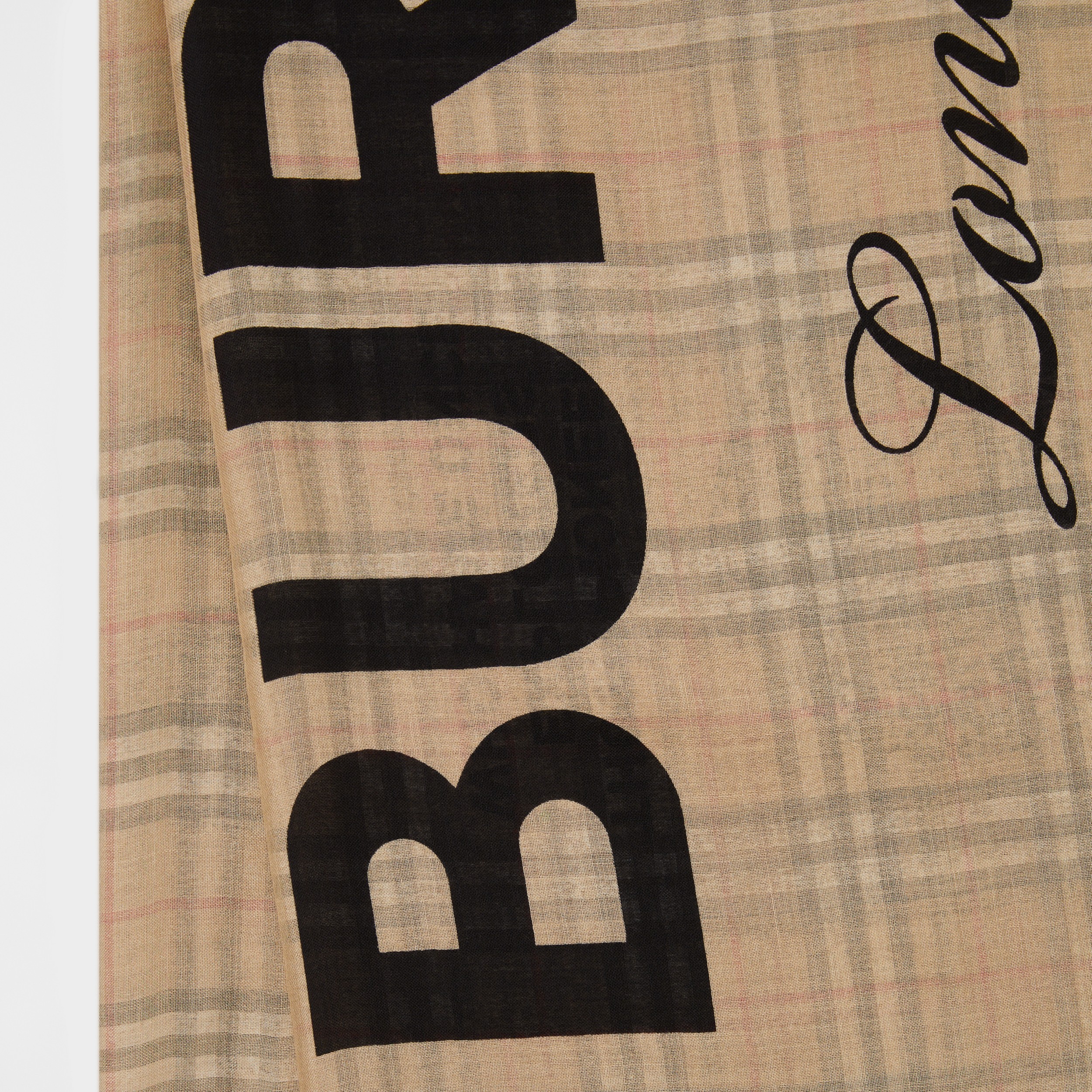 Montage Print Lightweight Wool Silk Scarf in Honey Beige | Burberry® Official - 2