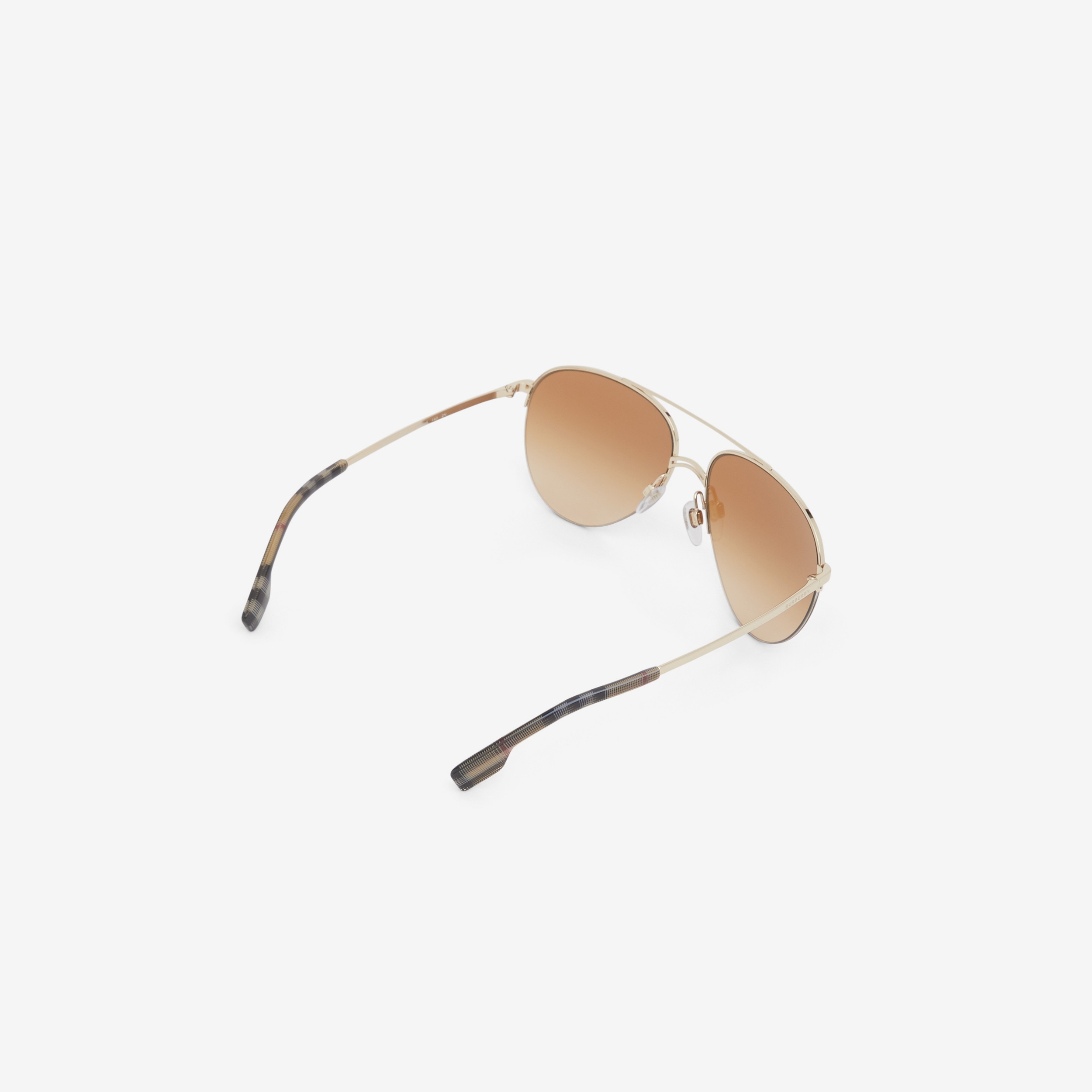 Vintage Check Detail Pilot Sunglasses in Light Brown - Women | Burberry® Official - 3