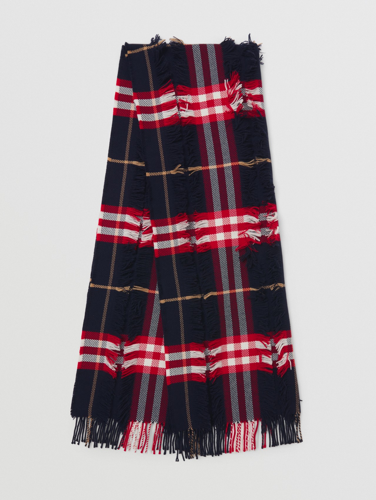 Sciarpa in fil coupé misto cashmere e lana con motivo tartan (Navy/rosso)