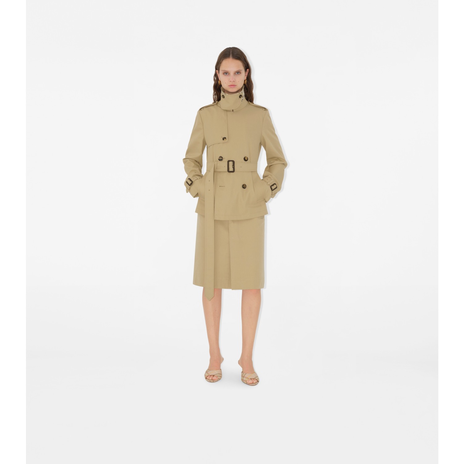 Chaqueta estilo trench coat en mezcla de algodón