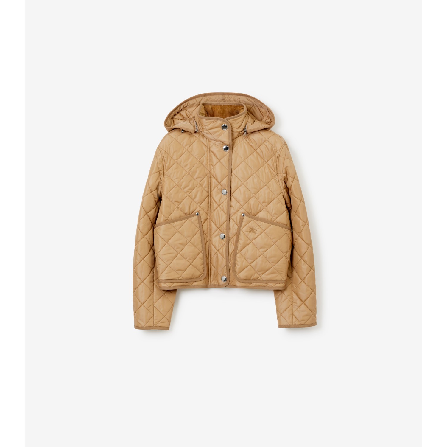 Cropped Quilted Nylon Hooded Jacket