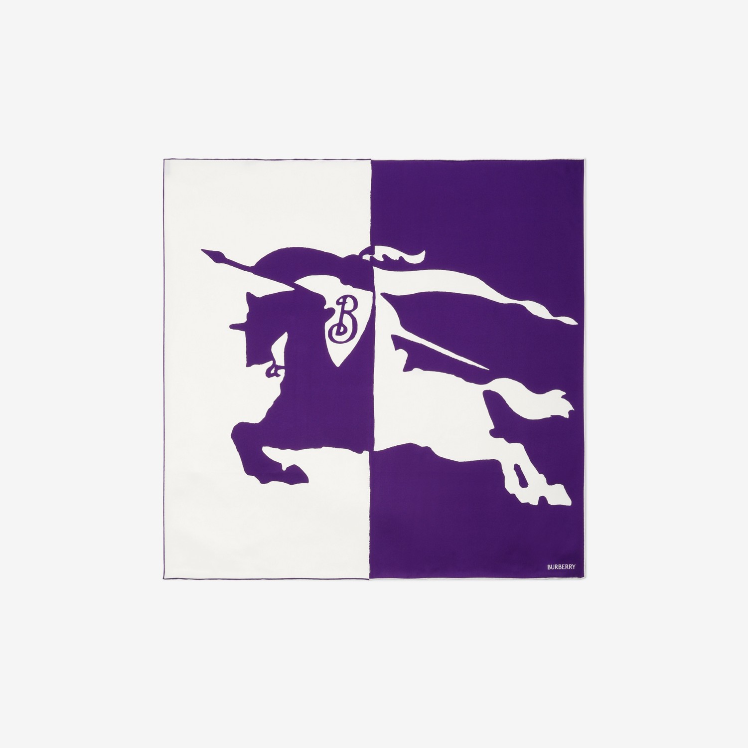 马术骑士徽标丝质方巾 (皇室紫) | Burberry® 博柏利官网