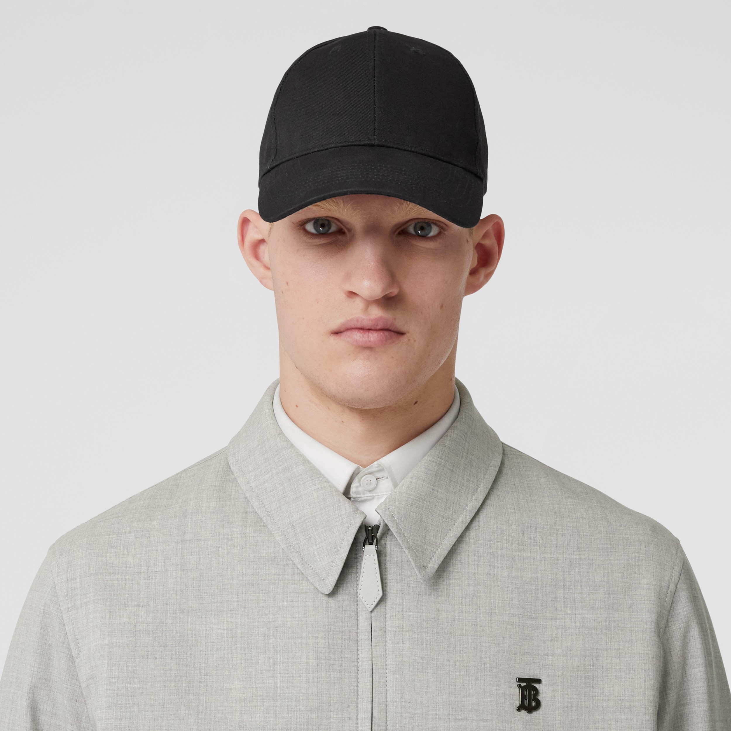 Monogram Motif Wool Harrington Jacket in Grey Taupe Melange - Men | Burberry® Official - 2