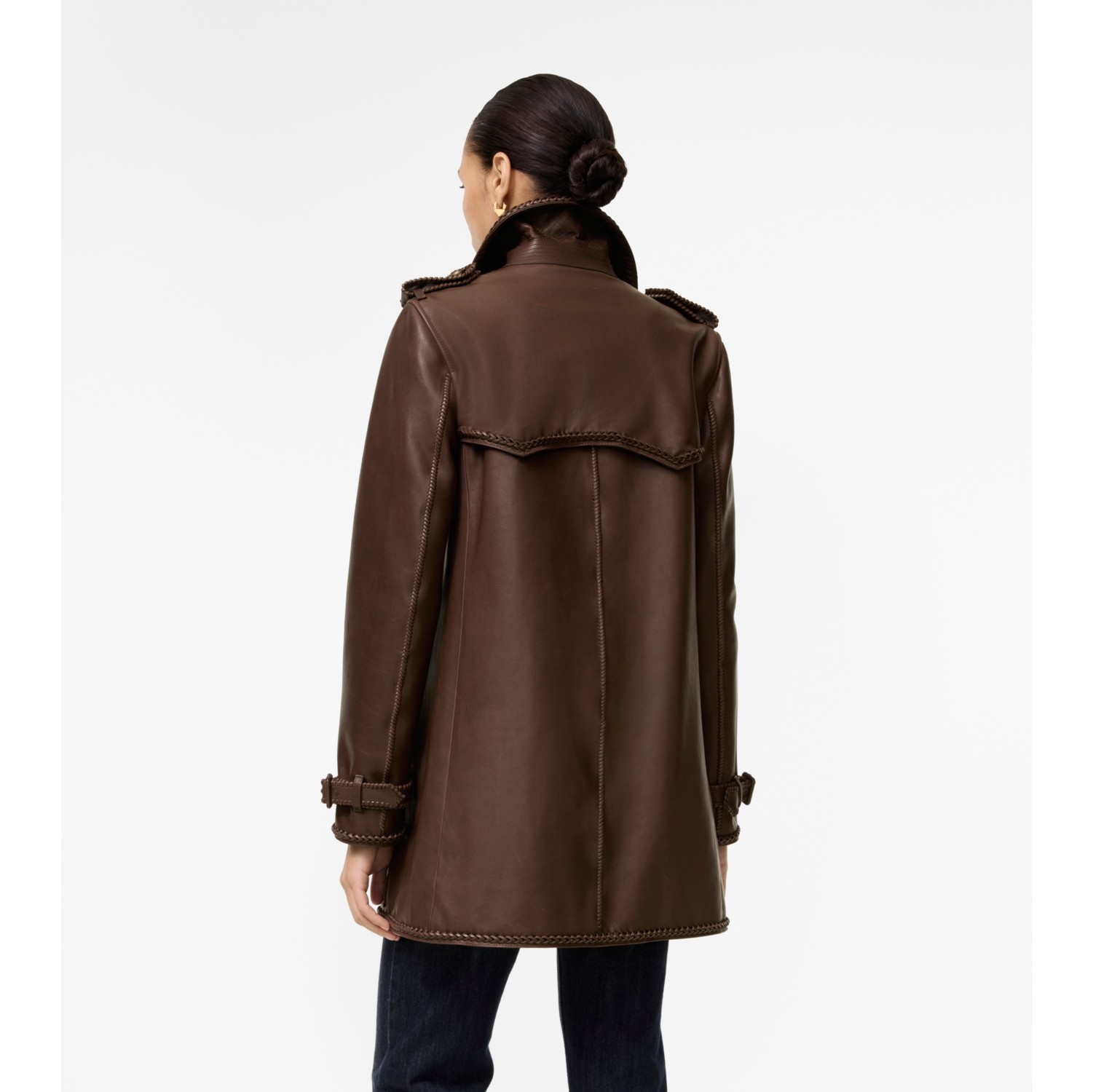 Short Fringed Leather Trench Coat in Mid brown - Women | Burberry® Official