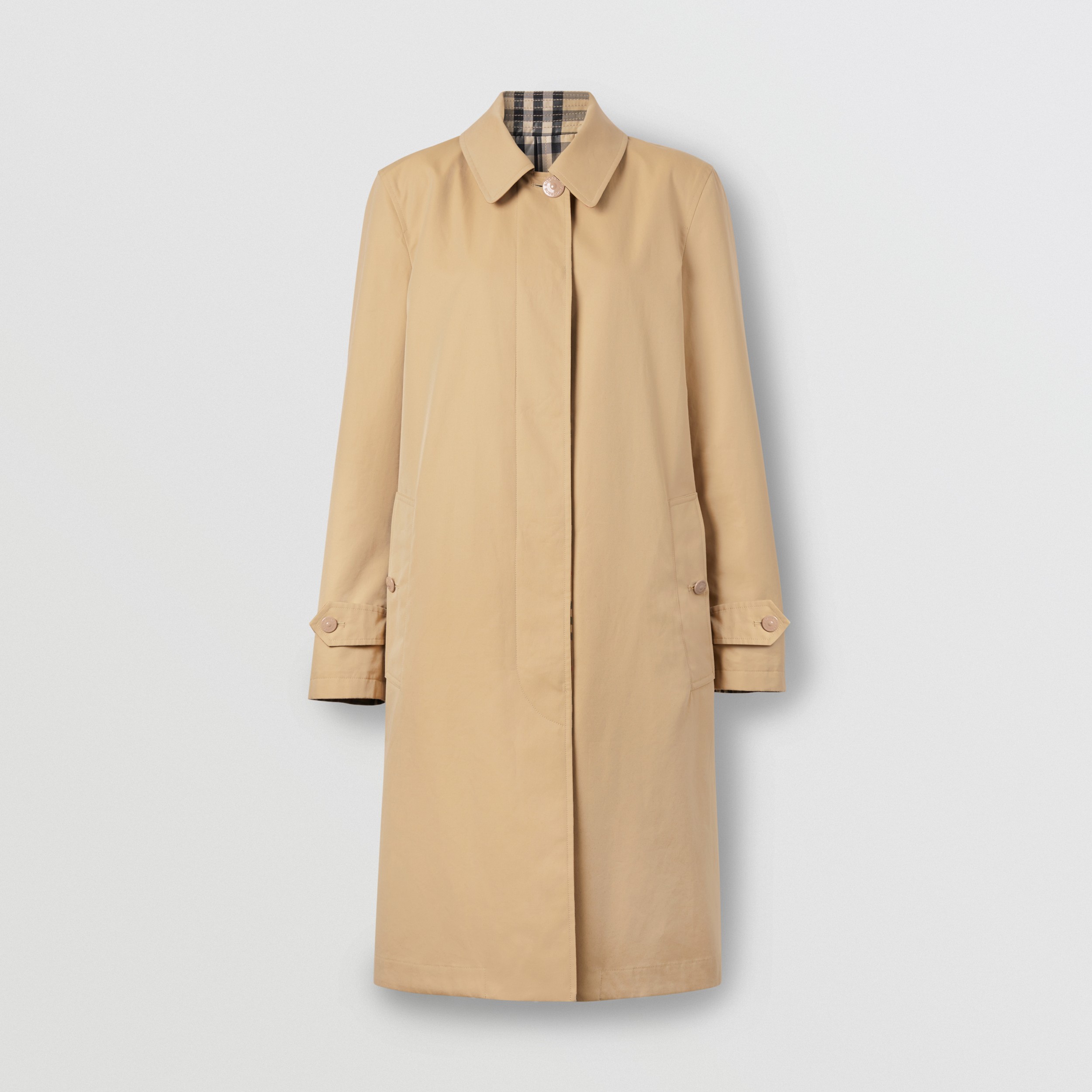 Reversible Cotton and Vintage Check Car Coat in Honey - Women | Burberry® Official - 4