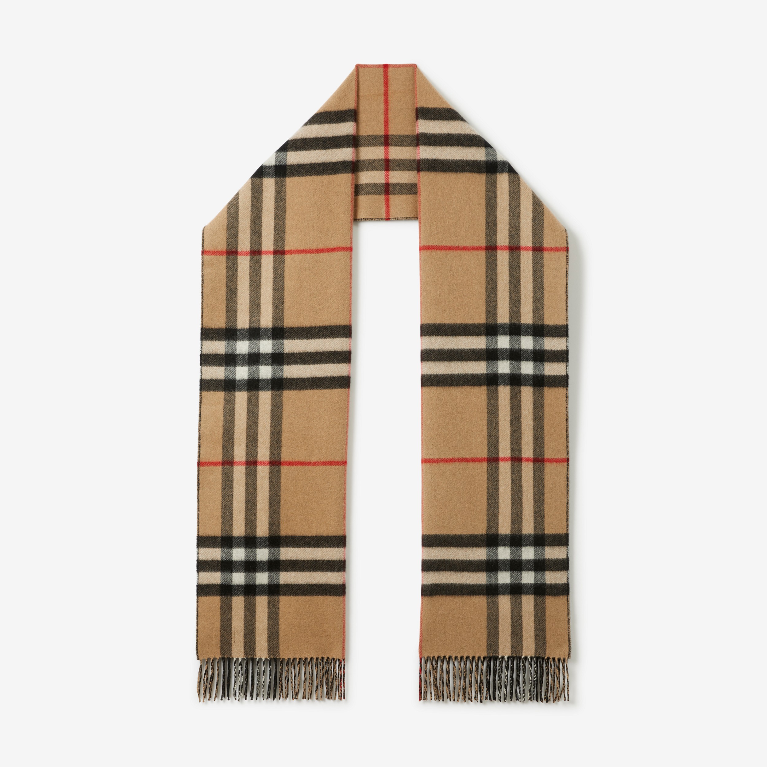 Reversible Check Cashmere Scarf in Black | Burberry® Official - 1