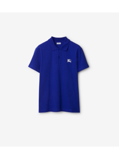 Shop Burberry Cotton Polo Shirt In Knight