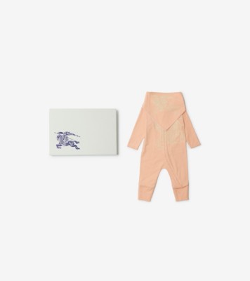 EKD Cotton Two piece Baby Gift Set in Apricot Children Burberry Official