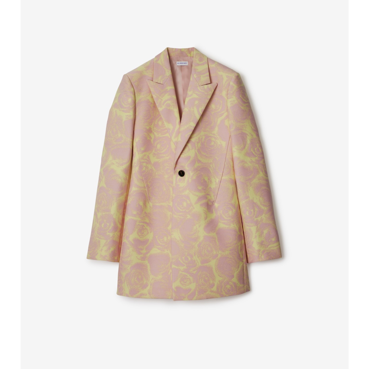 Veste tailleur en laine à motif roses