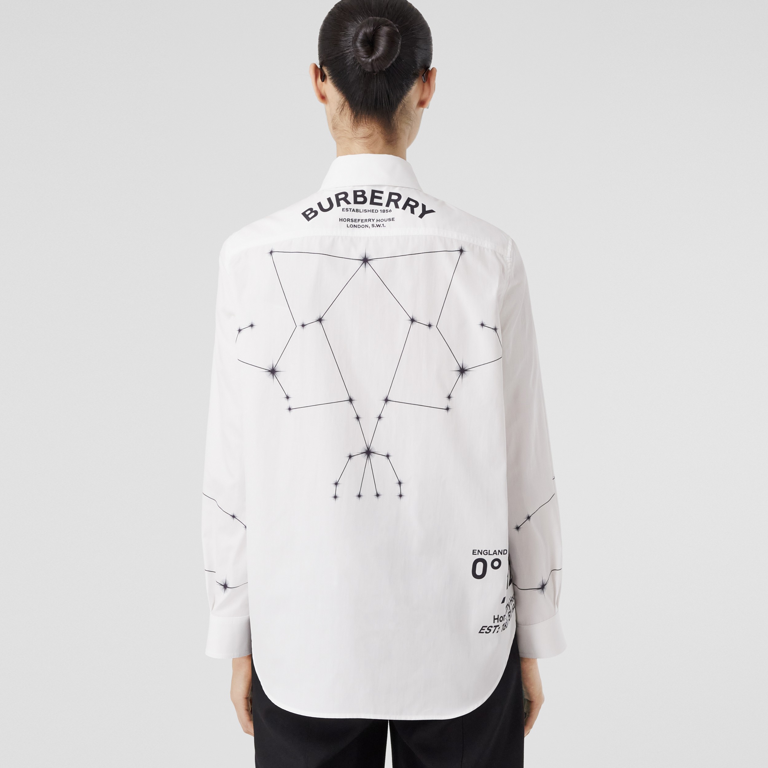 Constellations Print Cotton Shirt in Optic White - Women | Burberry® Official - 3