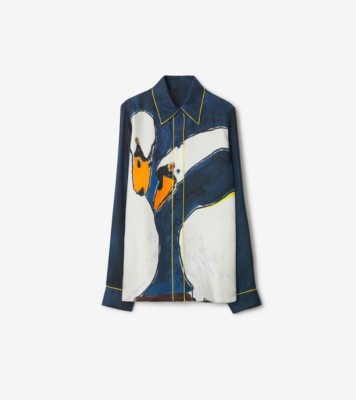 スワン シルクシャツ (ナイト) - ウィメンズ | Burberry®公式サイト