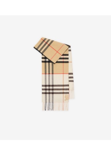 Contrast Check Cashmere Scarf