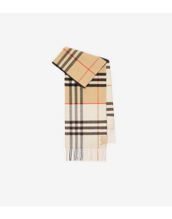 Contrast Check Cashmere Scarf