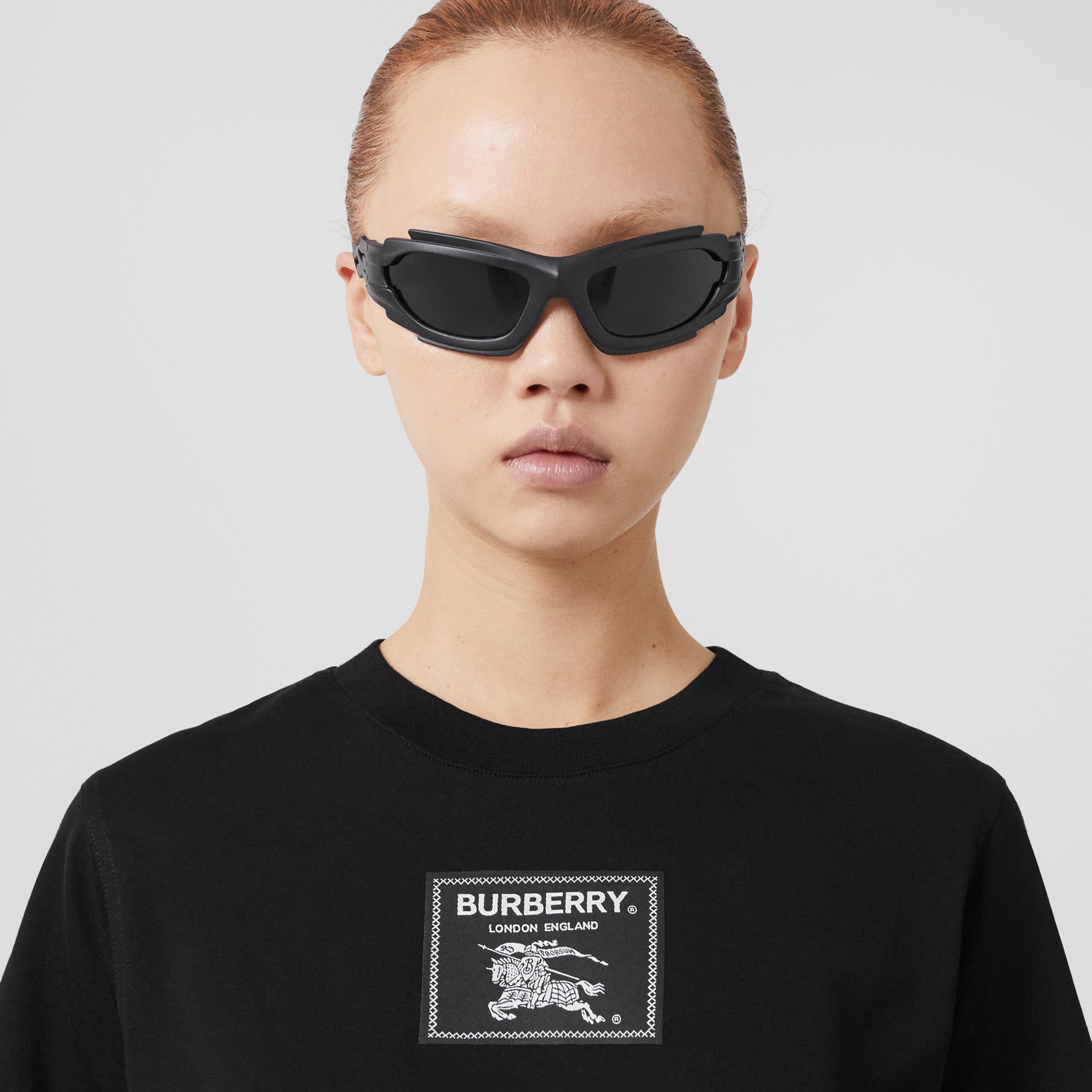 프로섬 레이블 코튼 티셔츠 (블랙) - 여성 | Burberry® - 2
