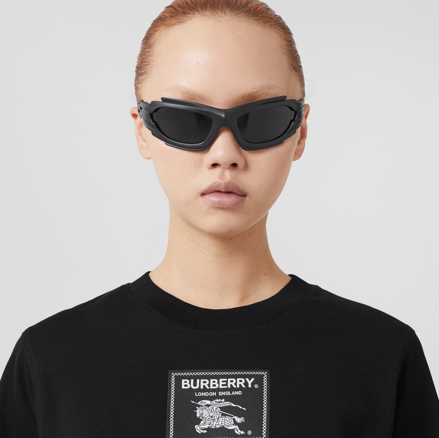 Camiseta em algodão com etiqueta Prorsum (Preto) - Mulheres | Burberry® oficial