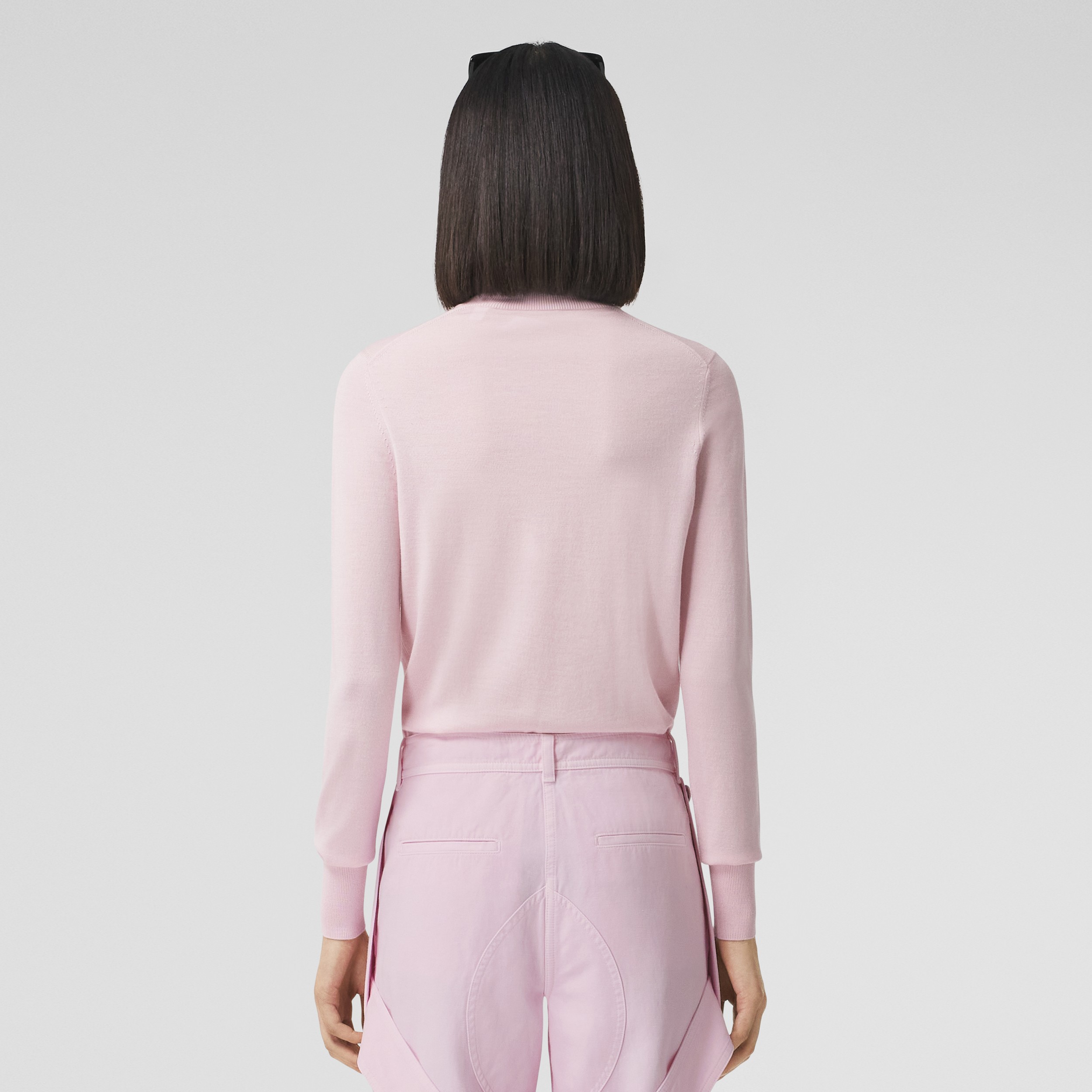 Monogram Motif Wool Silk Blend Turtleneck Sweater in Pale Candy Pink - Women | Burberry® Official - 3