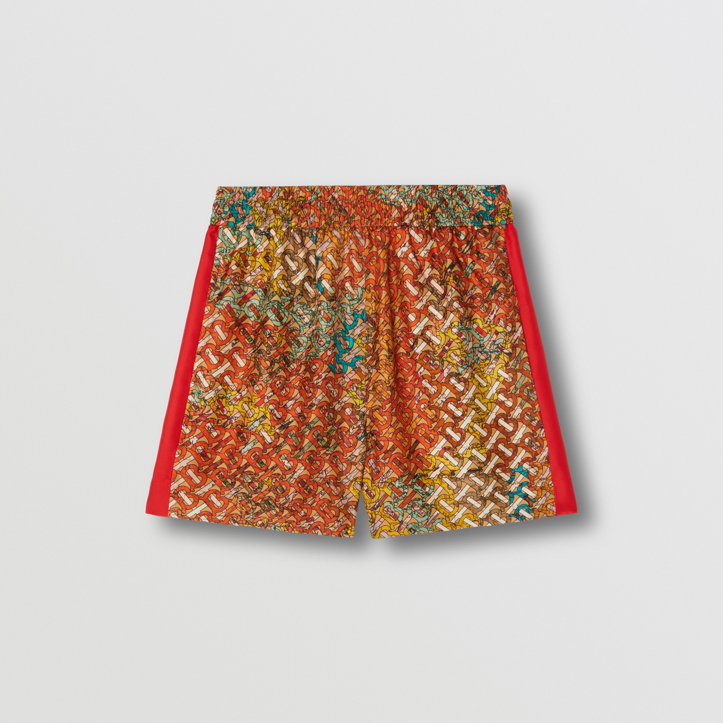 Monogram Map Print Silk Shorts in Bright Orange - Women | Burberry® Official - 3