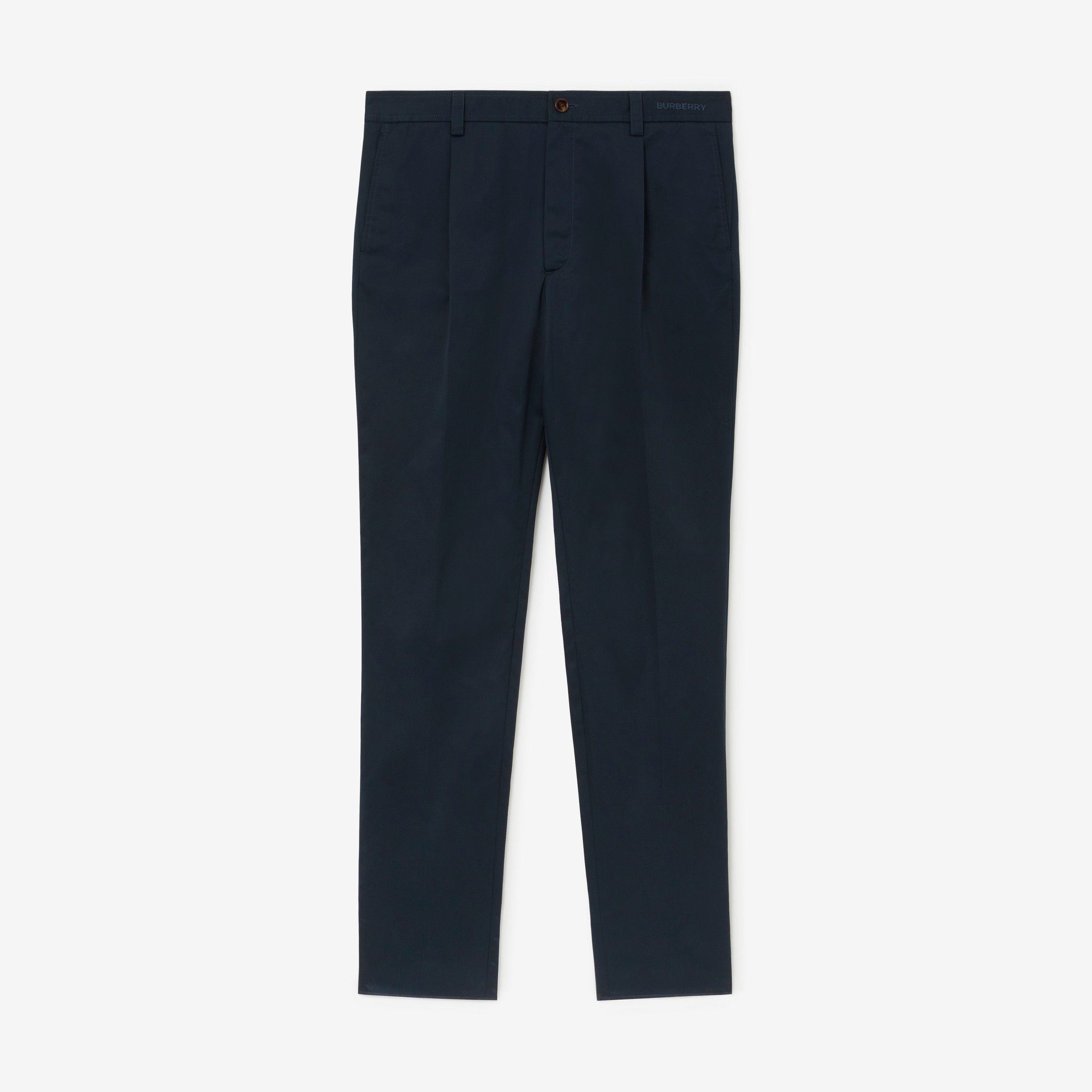 Cotton Tailored Trousers in Navy - Men | Burberry® Official - 1