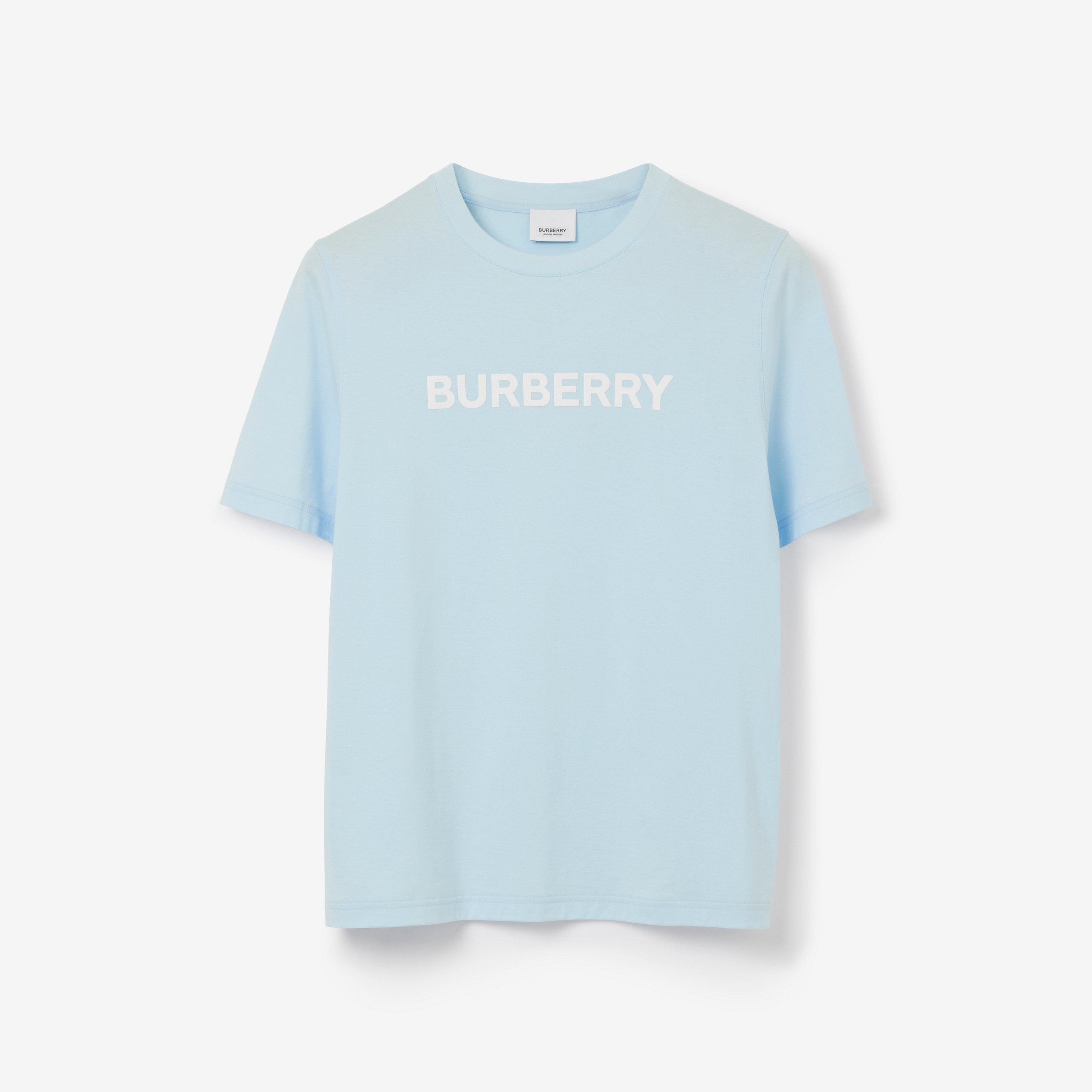 로고 프린트 코튼 티셔츠 (페일 블루) - 여성 | Burberry® - 1