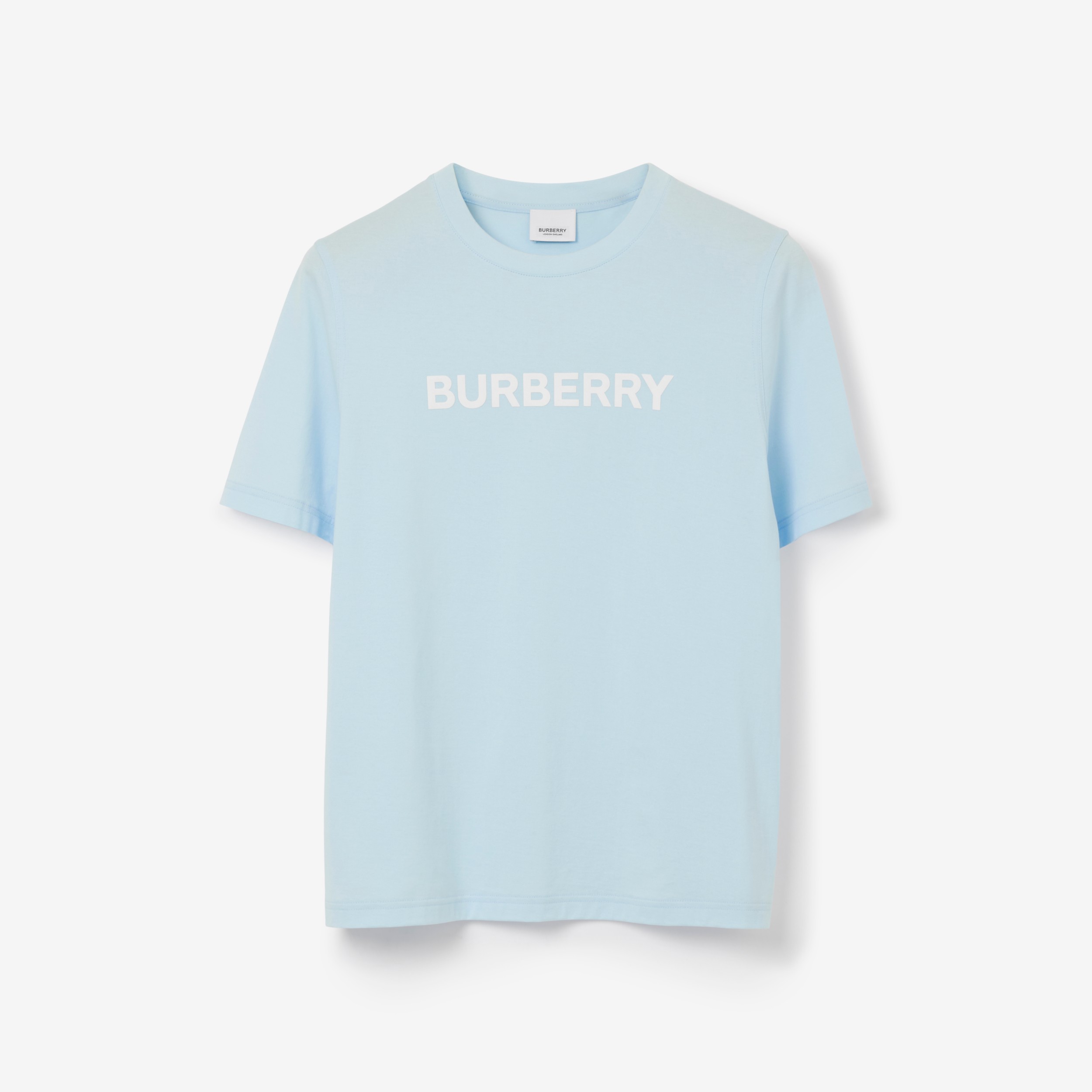 Logo Print Cotton T-shirt in Pale Blue - Women | Burberry® Official