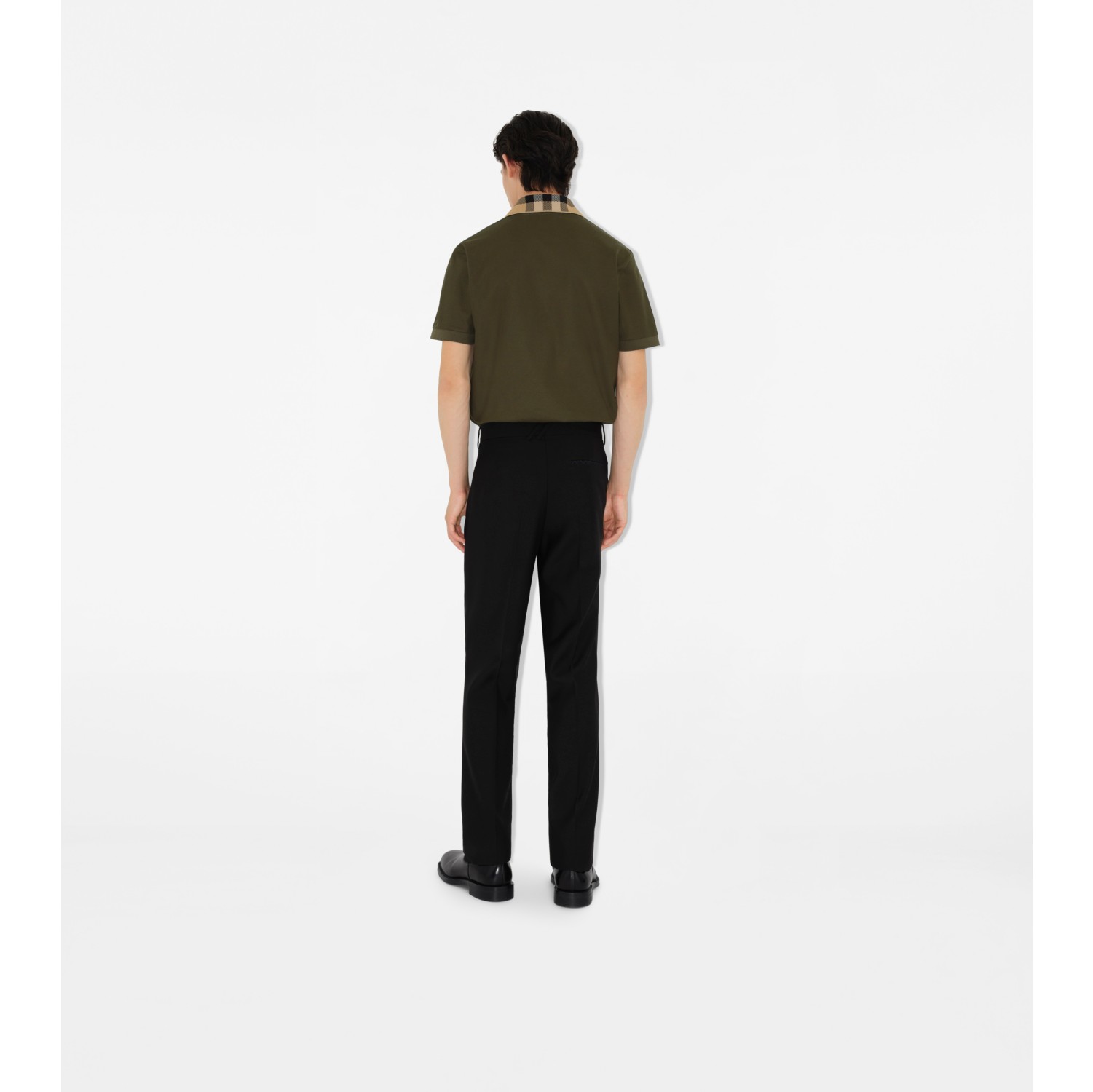 Check Collar Cotton Polo Shirt