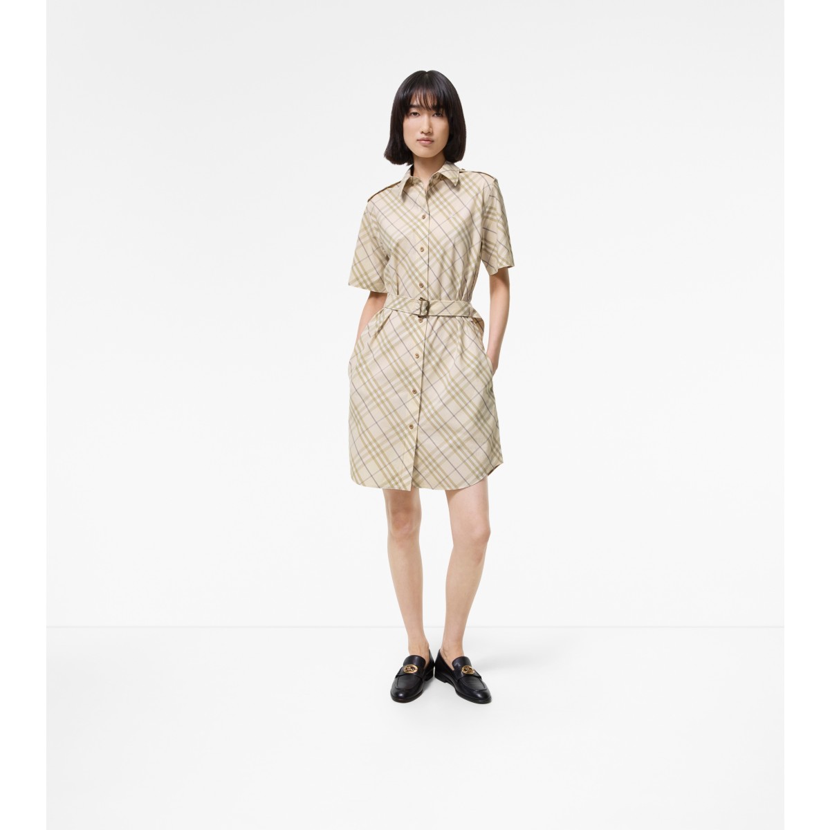  Check Cotton Shirt Dress