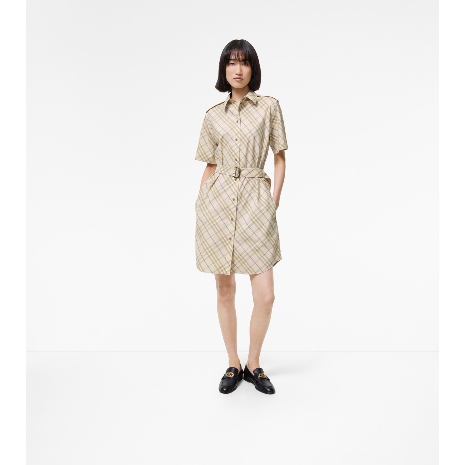 Check Cotton Shirt Dress