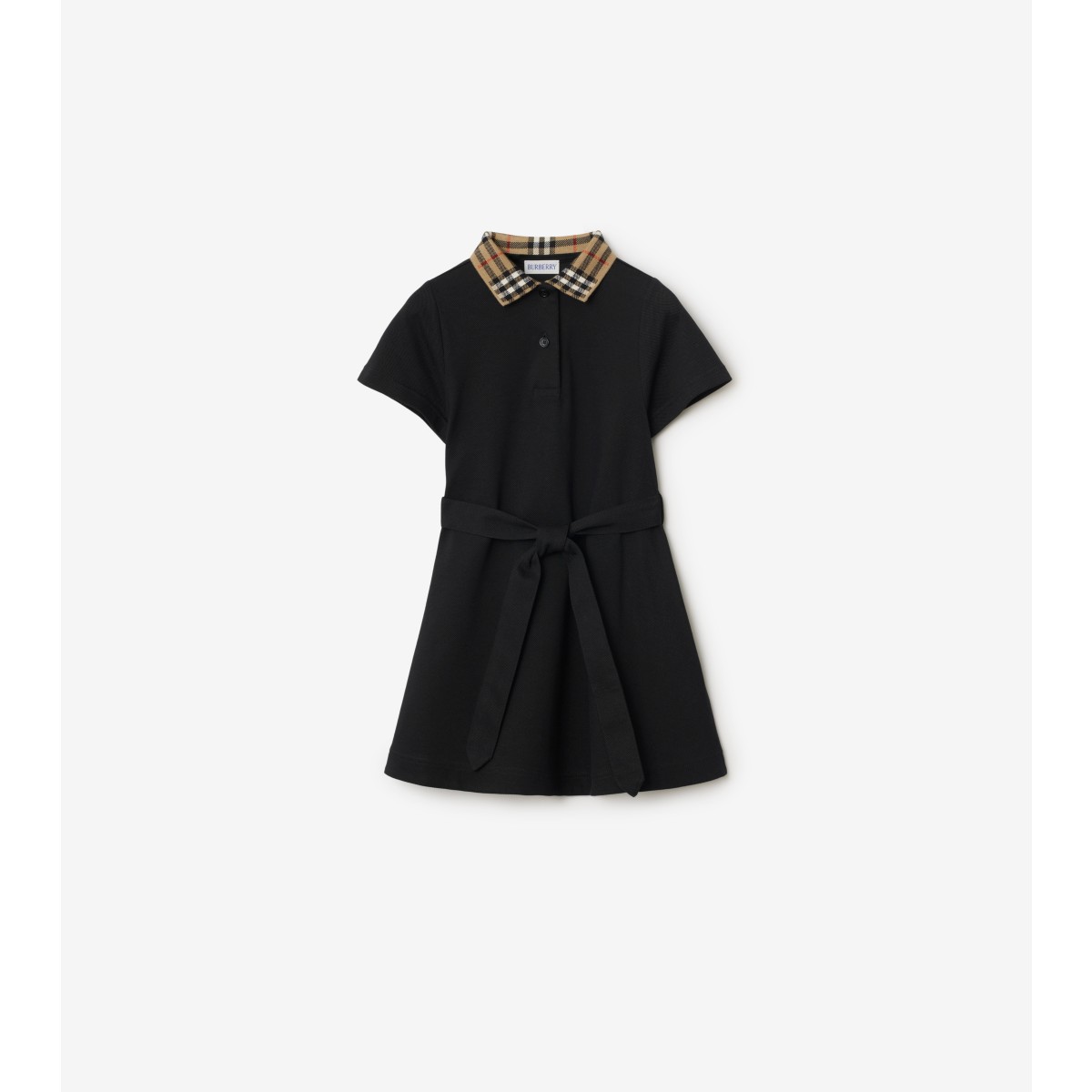  Check Collar Cotton Polo Shirt Dress