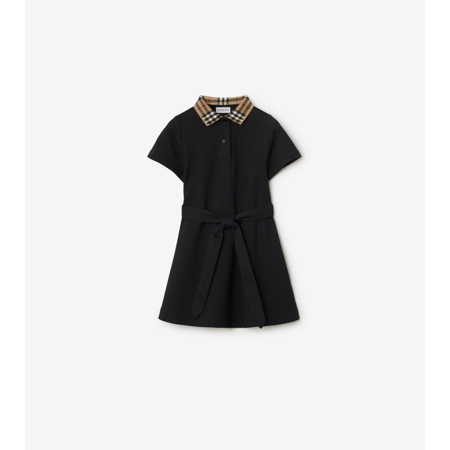 Check Collar Cotton Polo Shirt Dress