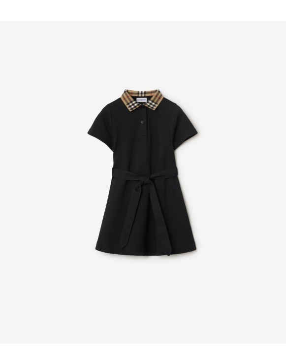 Check Collar Cotton Polo Shirt Dress