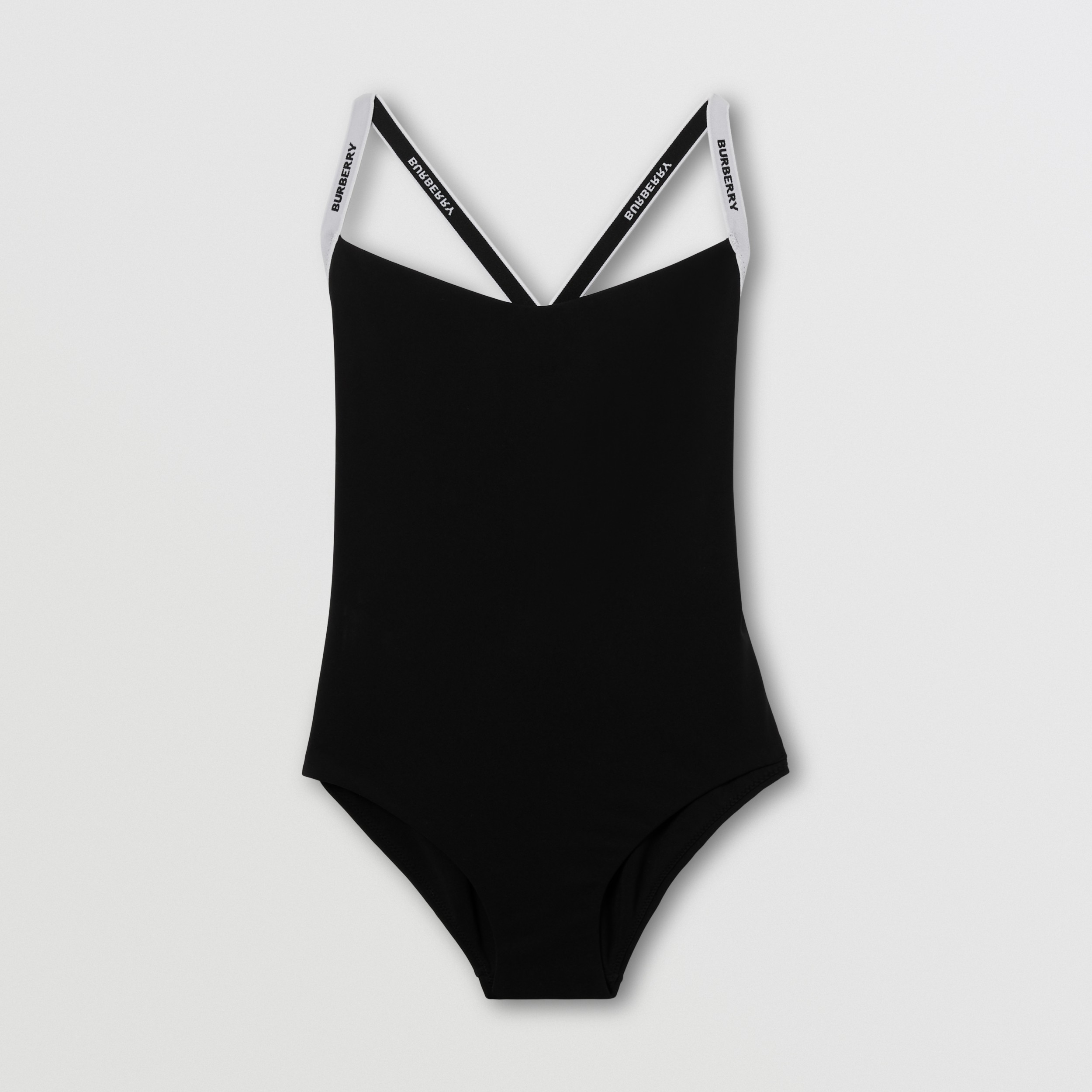 Logo Tape Bio-based Stretch Nylon Swimsuit in Black - Women | Burberry ...