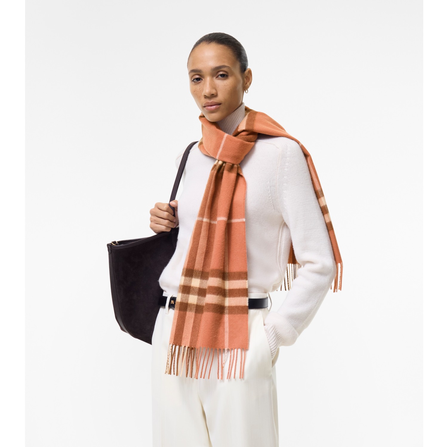 Check Cashmere Scarf in Clay pink | Burberry® Official